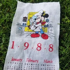 1988 Mickey Mouse fabric kitchen calendar vintage Minnie Mouse cooking baking
